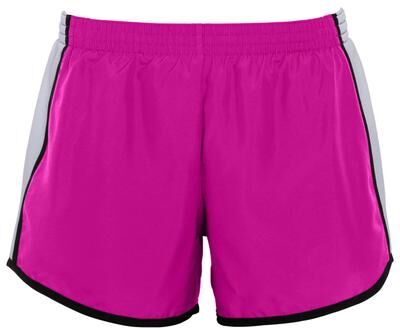 Augusta Sportswear 1265 Athletic Women's Pulse Shorts in Power Pink/White/Black size Small   Polyester