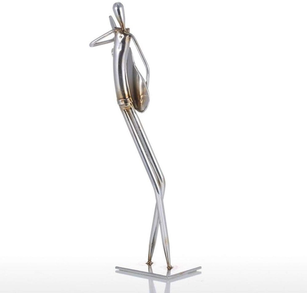 Handgemaakte metalen sculptuur abstracte muziek figuur donker kaki Hoogte: 32 cm