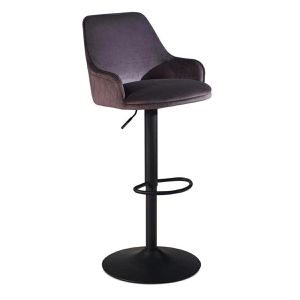 Wohnling Barhocker WL7.006, drehbar mit Lehne, 64-84cm Sitzhöhe, Stoff, dunkelgrau