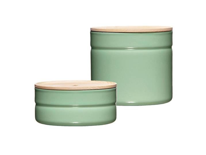 Riess Vorratsdosenset Serve + Store Kitchenmanagement Green, Eschefarben, Holz, 2-teilig, Esche, 0,615 l, hitzebeständig, lebensmittelecht, stapelbar, Küchenzubehör, Vorratsbehälter, Vorratsdosen