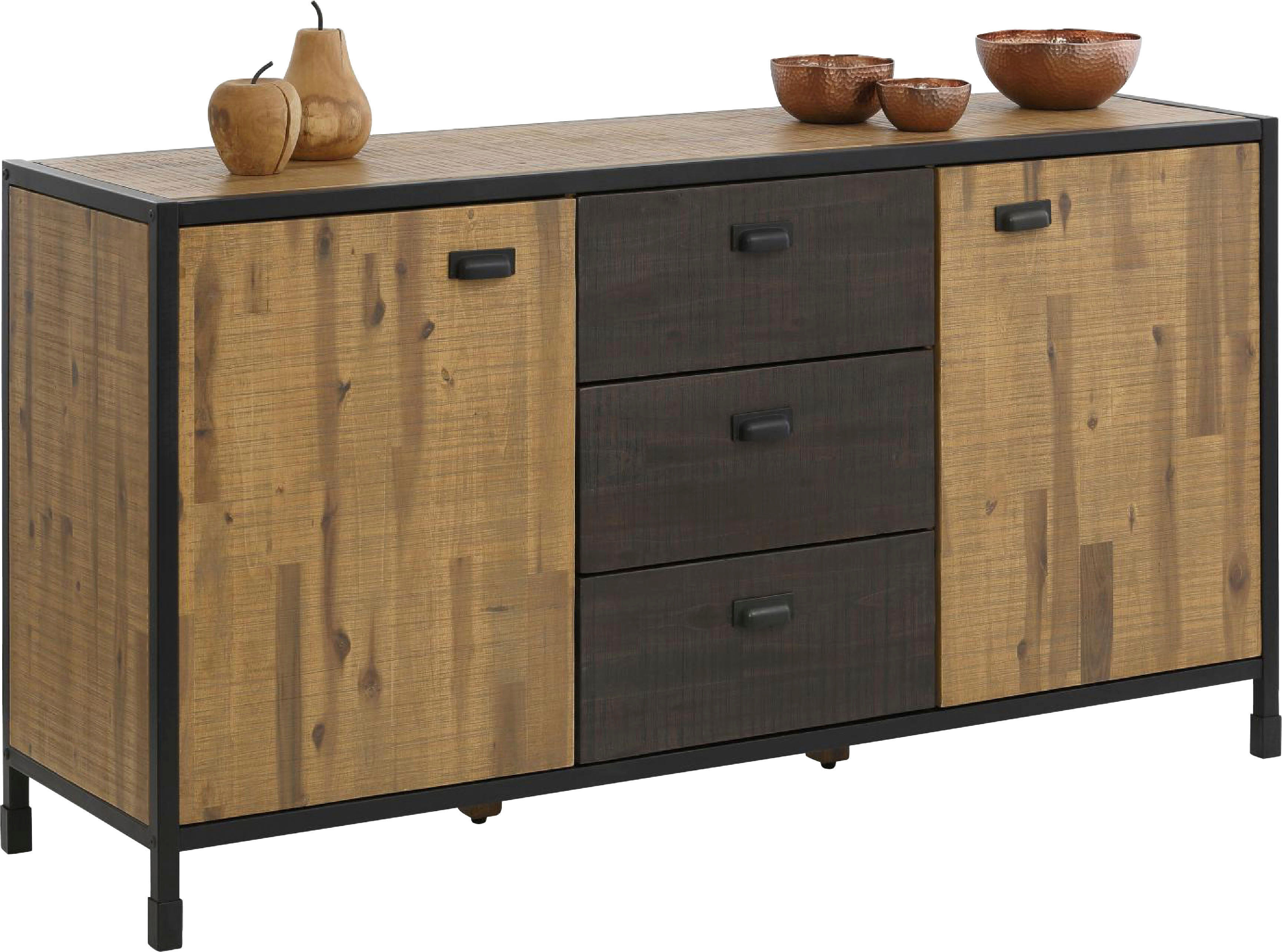 Sideboard GOODPRODUCT "Soho", schwarz (natur, schwarz), B:150cm H:80cm T:45cm, Sideboards, Sideboard, Kommode, Breite 150 cm natur, schwarz B/H/T: 150cm x 80cm x 45cm