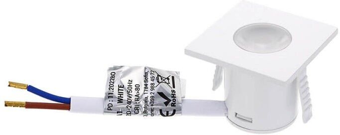 Optonica Mini Spot LED Encastrable 1W 90° carré Blanc - Blanc Chaud 2300K - 3500K