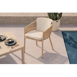 HARTMAN Shades of Colour Altea Diningsessel, cappuccino/beige, Polyester/Rope-Geflecht, 58 x 62 x 81 cm, inkl. Kissen und ergonomischer Rückenlehne