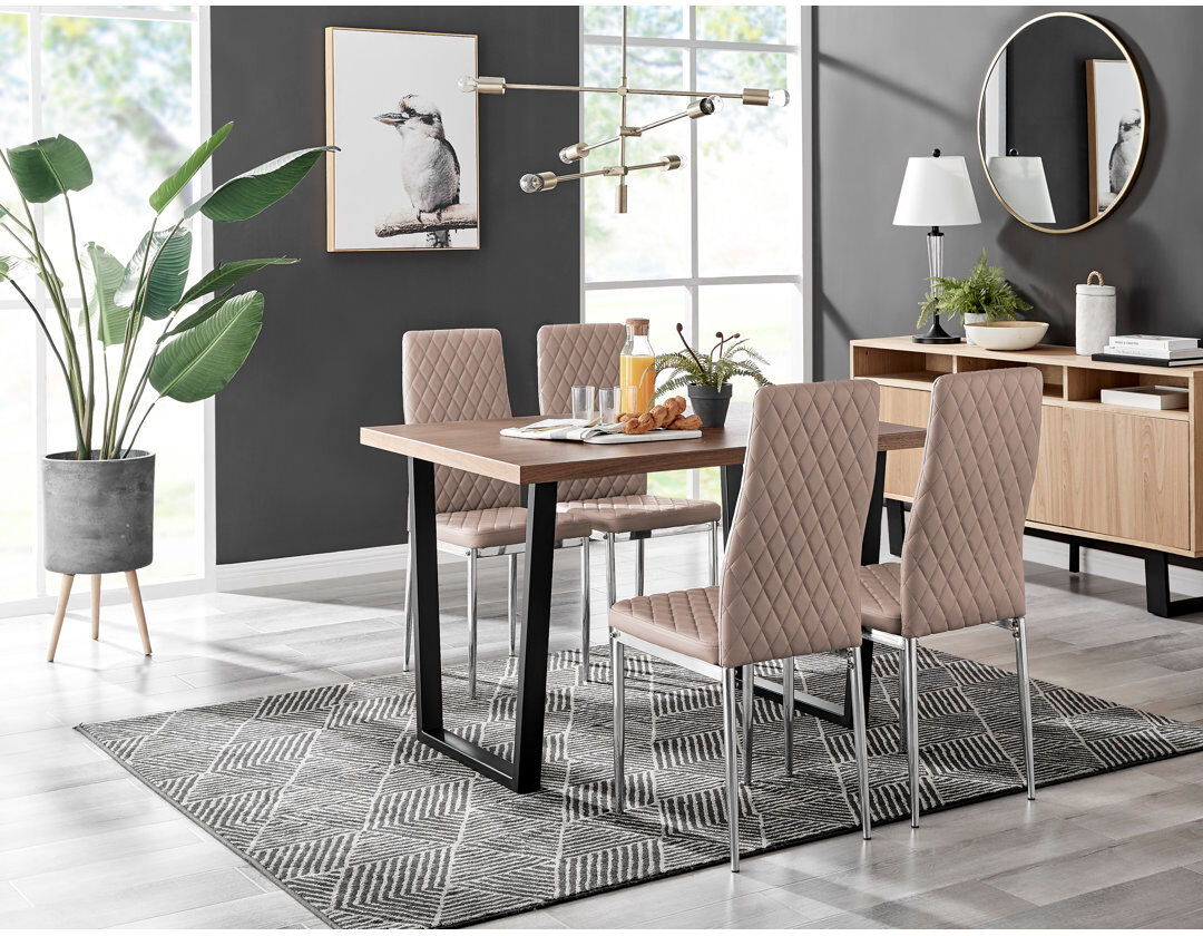 Canora Grey Eubanks 4 -Person Dining Set Cappuccino/Silver 4