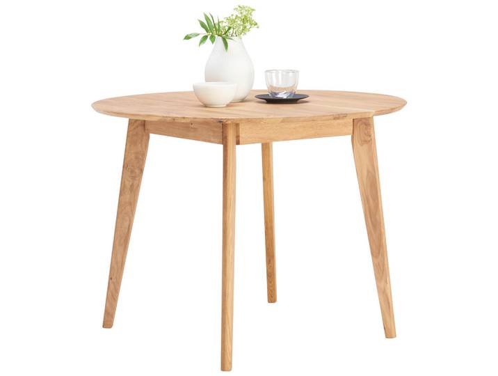 Cantus Esstisch TALLINN, Massivholz, modernes Design, Eiche-Farbton, runde Tischplatte, 100 cm Höhe