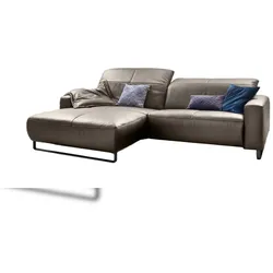 KAWOLA Sofa YORK Leder Life-line bisquit Recamiere links Fuß Metall schwarz