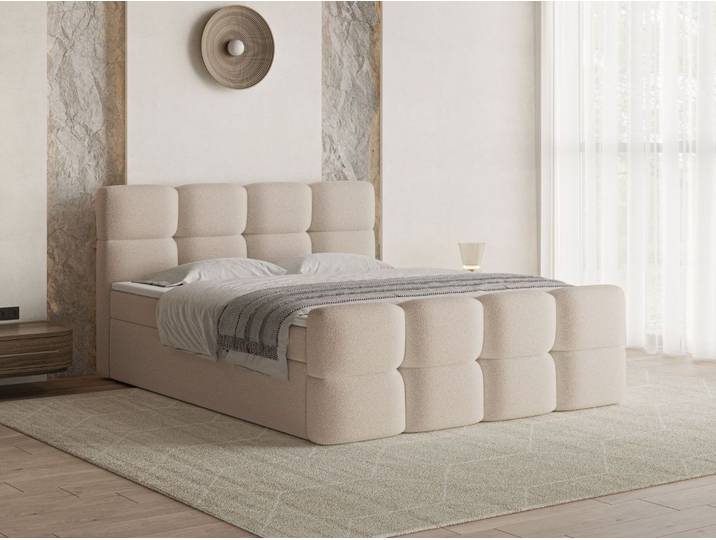 Boxspringbett mit Bettkasten 120x200 Rivon Beige