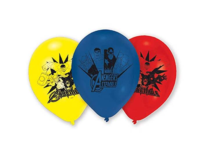 Amscan 999234-6 latexballonnen Avengers, diameter 22,8 cm, decoratie, luchtballon, superhelden, kinderverjaardag, themafeest