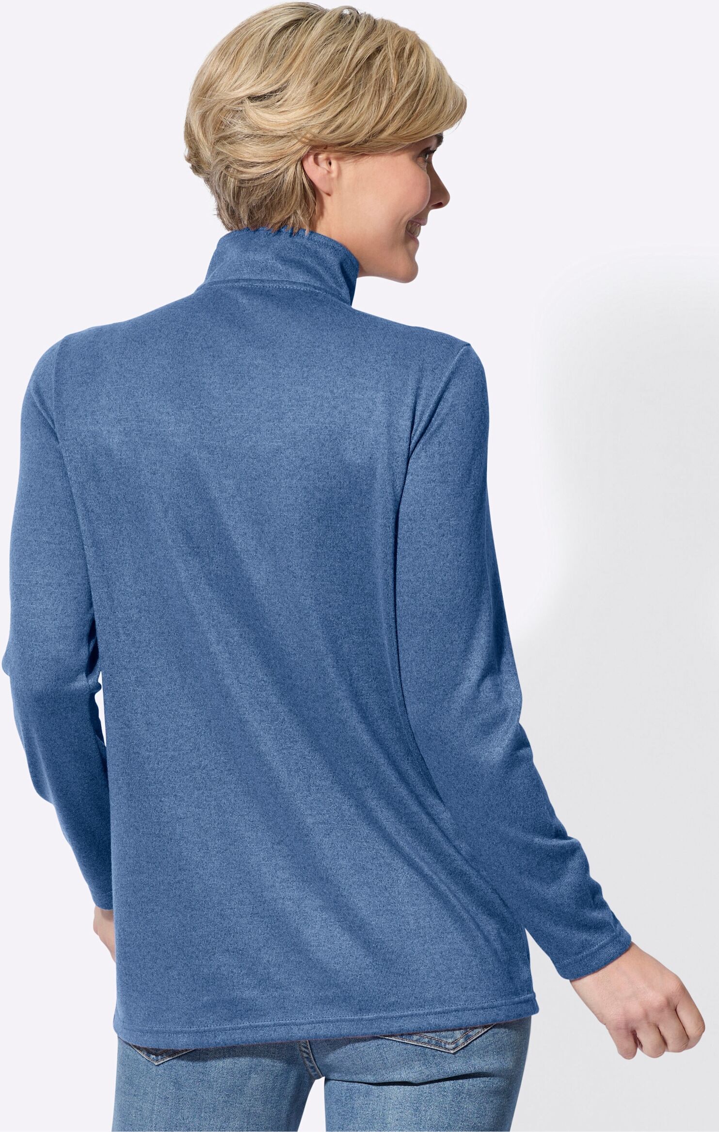 Longshirt WITT "Longshirt Longshirt", Damen, Gr. 38, blau (mittelblau, meliert), Basic, Shirts Longshirt