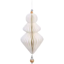 Chic Antique Ornament aus Papier mit Holzperle, H10/D5 cm, antique creme, Schneemann
