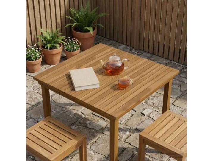 Keeushr Tischplatte 80 x 80 x 3,5 cm Quadratisch Massives Teakholz Braun Wasserbasierte Farbe, Für Innen Und Außen, Keine Montage Nötig, Einfache Pflege
