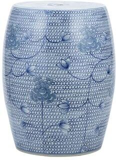 Legend of ASIA 17 in H Blue And White Porcelain Chain Floral Garden Stool Blue Porcelain - 13x13x17