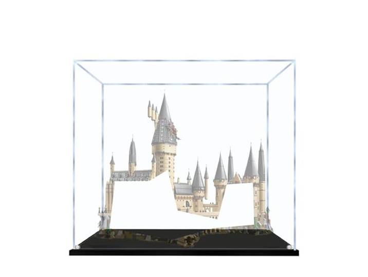 Acryl-Vitrine für Lego 71043 Schloss-Bauset, staubdichte transparente Box, Vitrine – nur Vitrine, Schaukasten kompatibel mit Lego 71043 (3 mm, schwarzer Sockel)