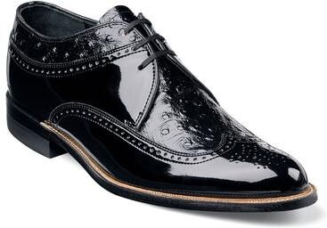 Stacy Adams Dayton Ostrich - Mens 8.5 Black Oxford Shoes D