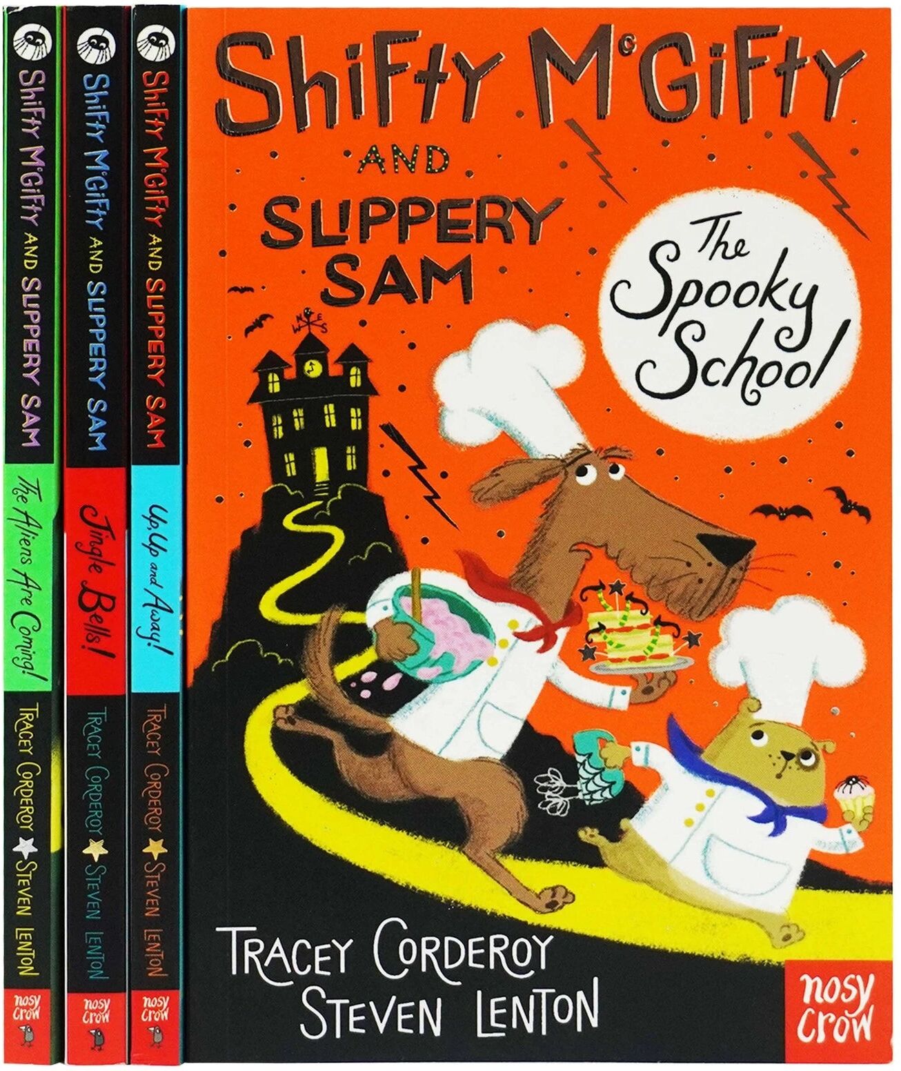 Nosy Crow Ltd Shifty McGifty and Slippery Sam Collection 4 Books Set By Tracey Corderoy (Jingle Bells, The Spooky School, Up Up and Away & The Aliens Are Coming)