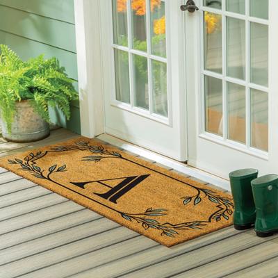 Evergreen 60 in. x 24 in. Monogram Leaf Coir Door Mat