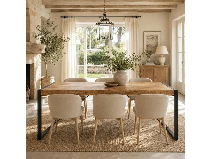 Table À Manger Bois Métal À Tendeurs 220 Cm Kargo
