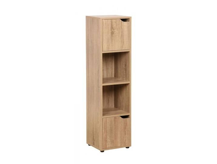 Colonne de rangement - JUANIO - Colonne 30x29x120 - 2 niches ouvertes - 2 portes - Finition chêne