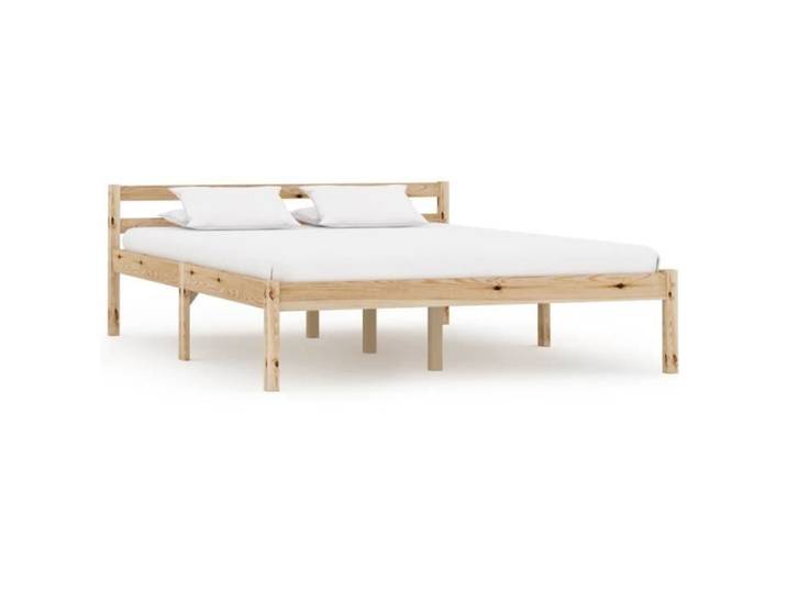 Chez JILL® Cadre de Lit double pour Adulte Enfant Lit Simple Structure de lit Bois de pin massif 140x200 cm FR8309