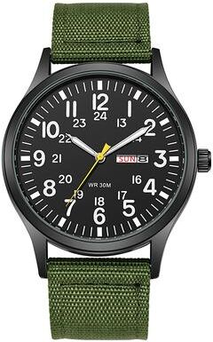 Modern Mode Marketplace Classic Field Watch Easy Read Display Watch With Durable Nylon Strap Quartz Accuracy green