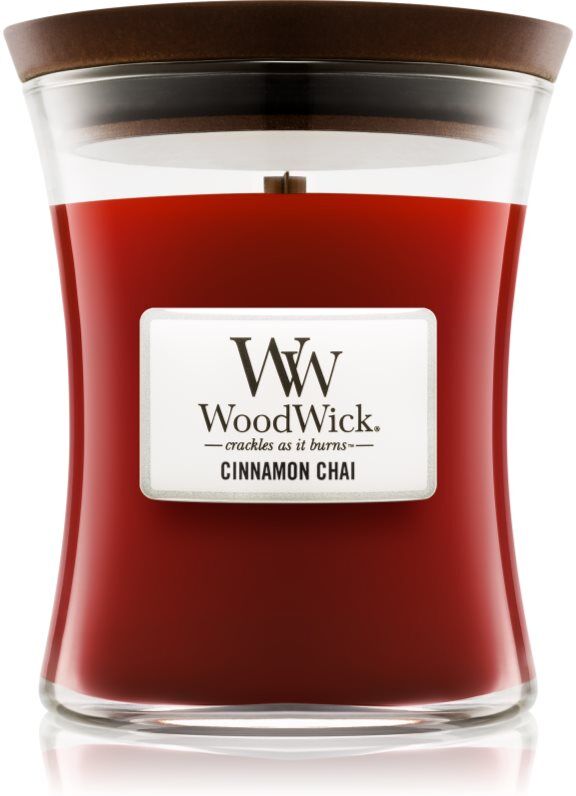 Woodwick Cinnamon Chai bougie parfumée avec mèche en bois 275 g