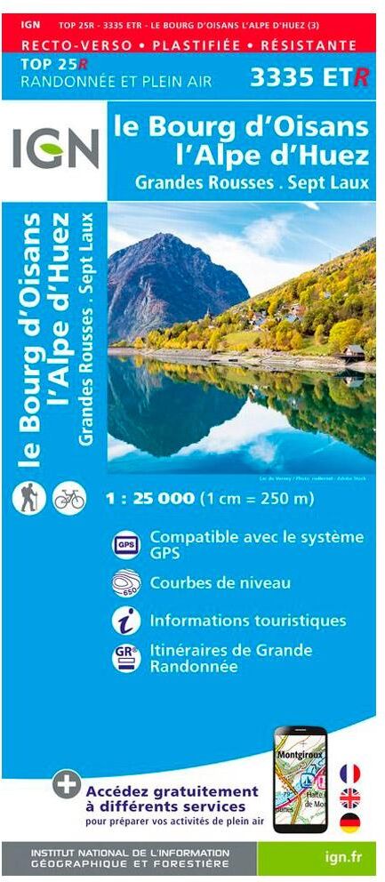IGN  - 3335ETR le Bourg d'Oisans, l'Alpe d'Huez, Grandes Rousses, Sept Laux - Résistante - Carte