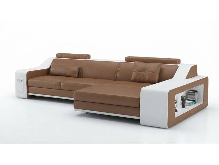 JVmoebel Ecksofa Design Ecksofa Themar SW in Leder und Textil mit eleganter Polsterung, Made in Europa