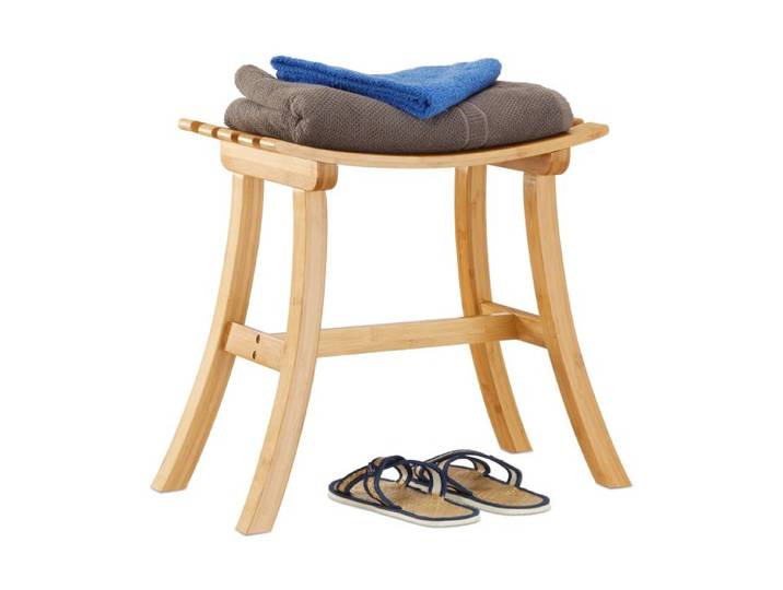 Relaxdays Geschwungener Hocker aus Bambus