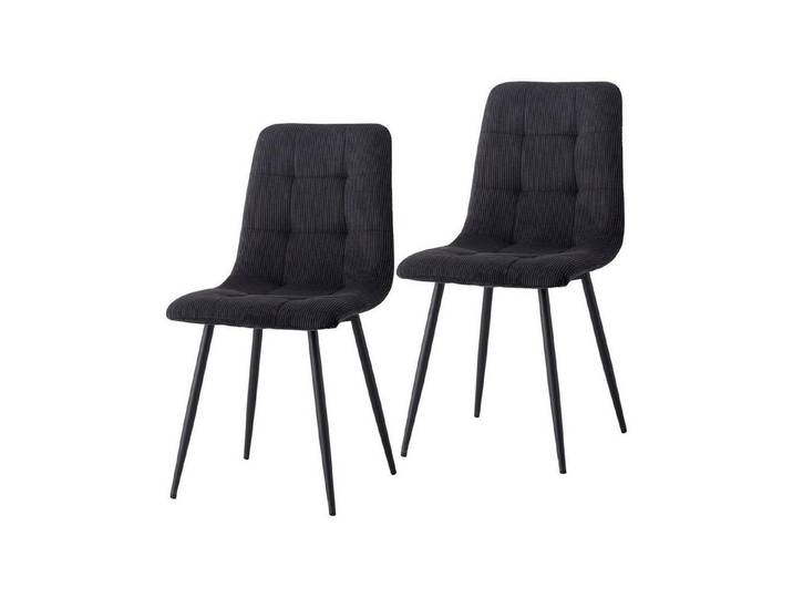 LuxusKollektion Esszimmerstuhl Esszimmerstuhl Nordisch Cord Metallbeine 2er Set Schwarz 2er Set