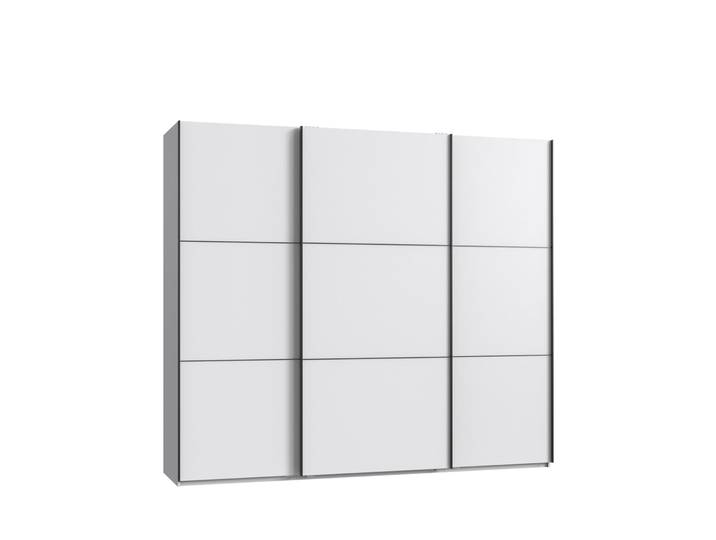 Schwebetürenschrank Kleiderschrank 3-türig 250 cm modern Vollausstattung in Weiß / 22010