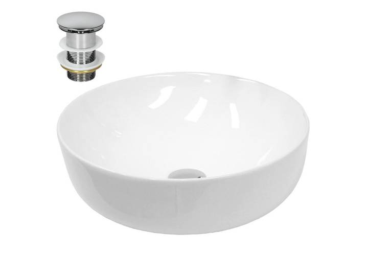 LuxeBath Waschbecken, Weiß, Keramik, 40x13.5x40 cm, Badezimmer, Waschbecken & Armaturen, Waschbecken