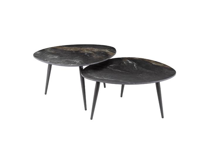 Clemento Fossil Couchtisch nierenförmig Set