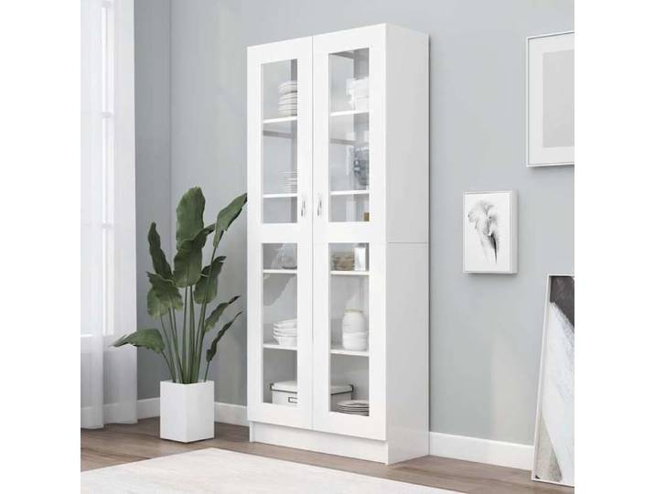 Bibliothèque en Bois - Blanc - Armoire à vitrine Blanc 82 5x30 5x185 cm - Bois d'ingénierie - Étagère Salon udn22k