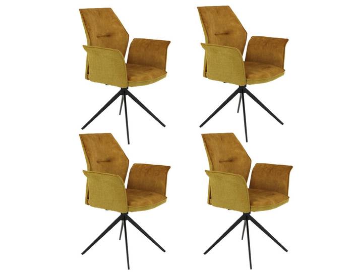 Stuhl Susanne 4er Set, 65x92x64cm Webstoff/Vintage Velvet Gold, mit Armlehnen