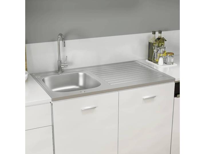 vidaXL Evier avec égouttoir Set argenté 1000x600x155 mm acier inoxydable