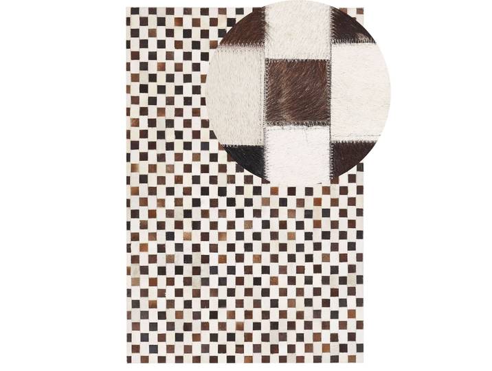 Beliani - Tapis Patchwork 140 X 200 Cm Marron Et Beige En Carreaux De Peau De Vache Accessoire Déco Pour Intérieur Rustique Rétro Et Moderne