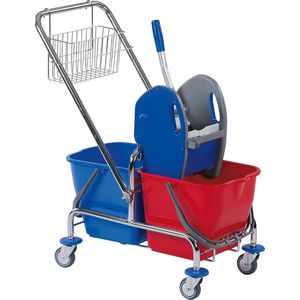 Floorstar Reinigungswagen DOFA 25 DK, Doppelfahrwagen, mit Presse & 2 Eimern 25 Liter