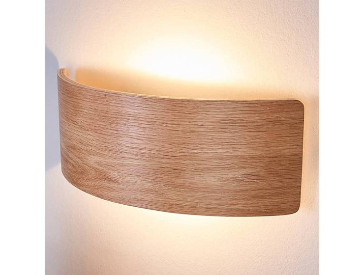 Wandleuchte Rafailia Lindby, Holz dunkel, für Wohn- / Esszimmer, Holz, Landhaus / Rustikal