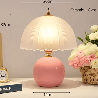 Inspire Curations Modern Ceramic Glass Bedside Table Lamp Warm Minimalist Reading Light pink us