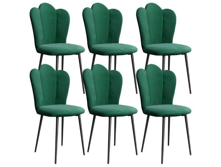 Lot de 6 Chaise de Salle à Manger - VIVOLILV - Velours avec Pétale Dossier - Vert