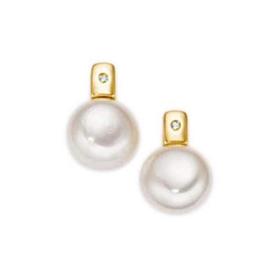 Paar Ohrstecker FIRETTI "Schmuck Geschenk Gold 333 Ohrschmuck klassischer Ohrschmuck", gold (gelbgoldfarben, weiß, wweiß), Ohrringe, Damen, 0,01, 0,01 P2 = erkennbare Einschlüsse, Diamanten Gelbgold 333 Perlen, Diamanten, Gelbgold 333, Perlen, mit...