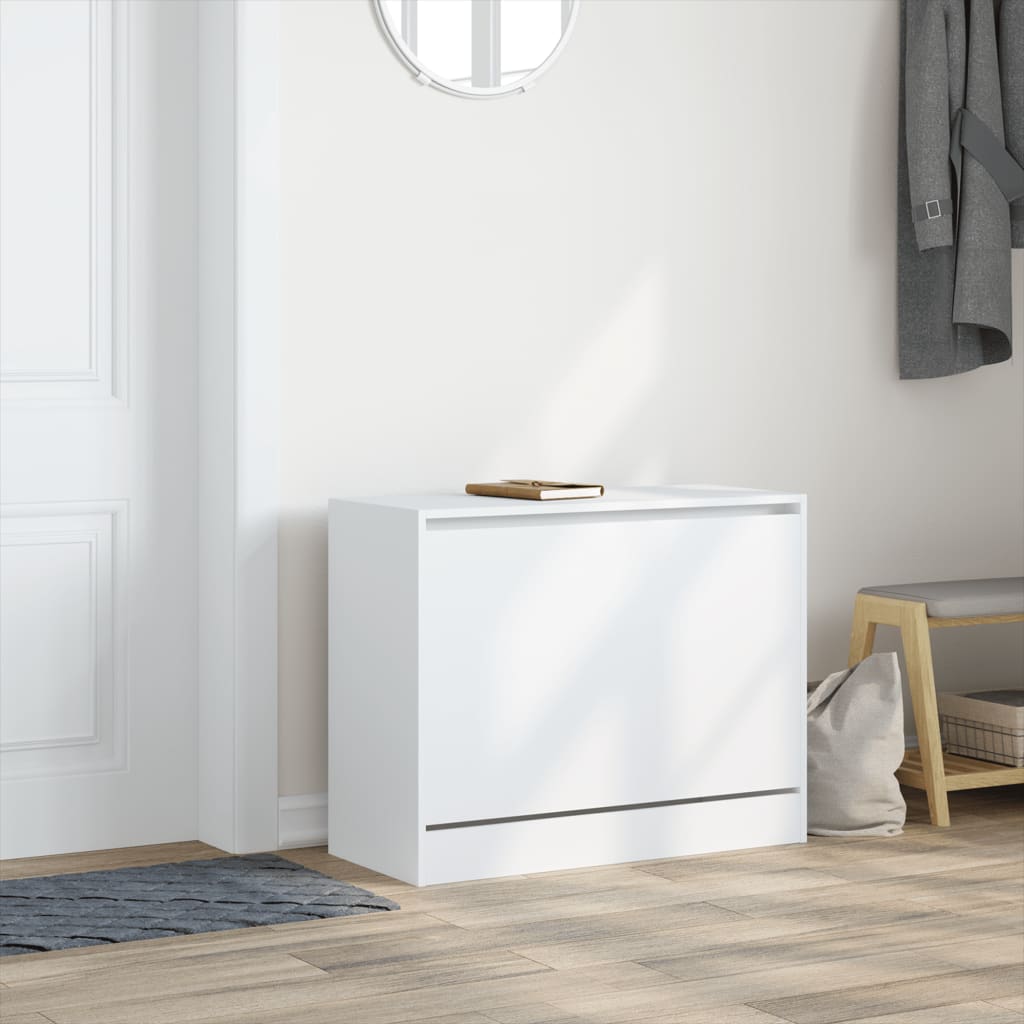 vidaXL Zapatero de madera de ingeniería blanco 80x34x63 cm Blanco