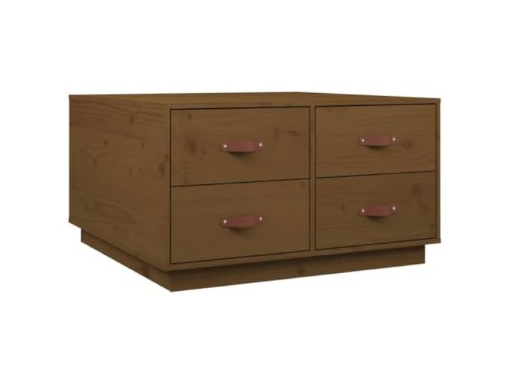 Roanoer Couchtisch Honigbraun 80x80x45 cm Massivholz Kiefer Vier Geräumige Schubladen aus Echtholz bieten ordentlichen Stauraum für Ihr Wohnzimmer oder Gästezimmer.