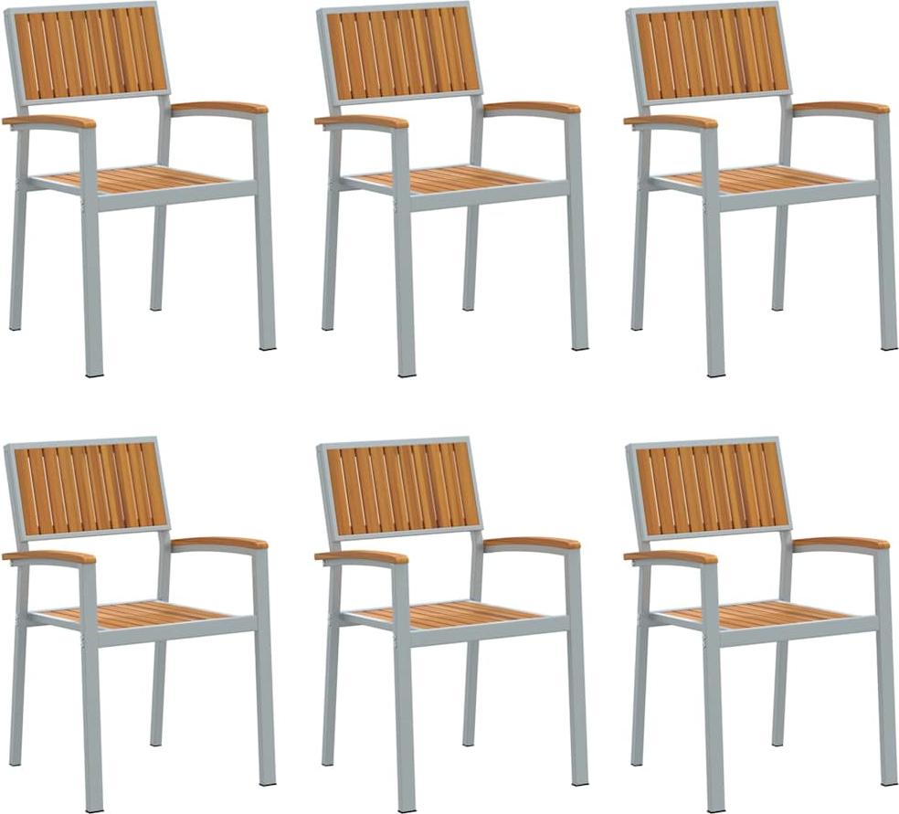 vidaXL Stapelstuhl 6 stk. Braun Massivholz Akazie Stapelbar