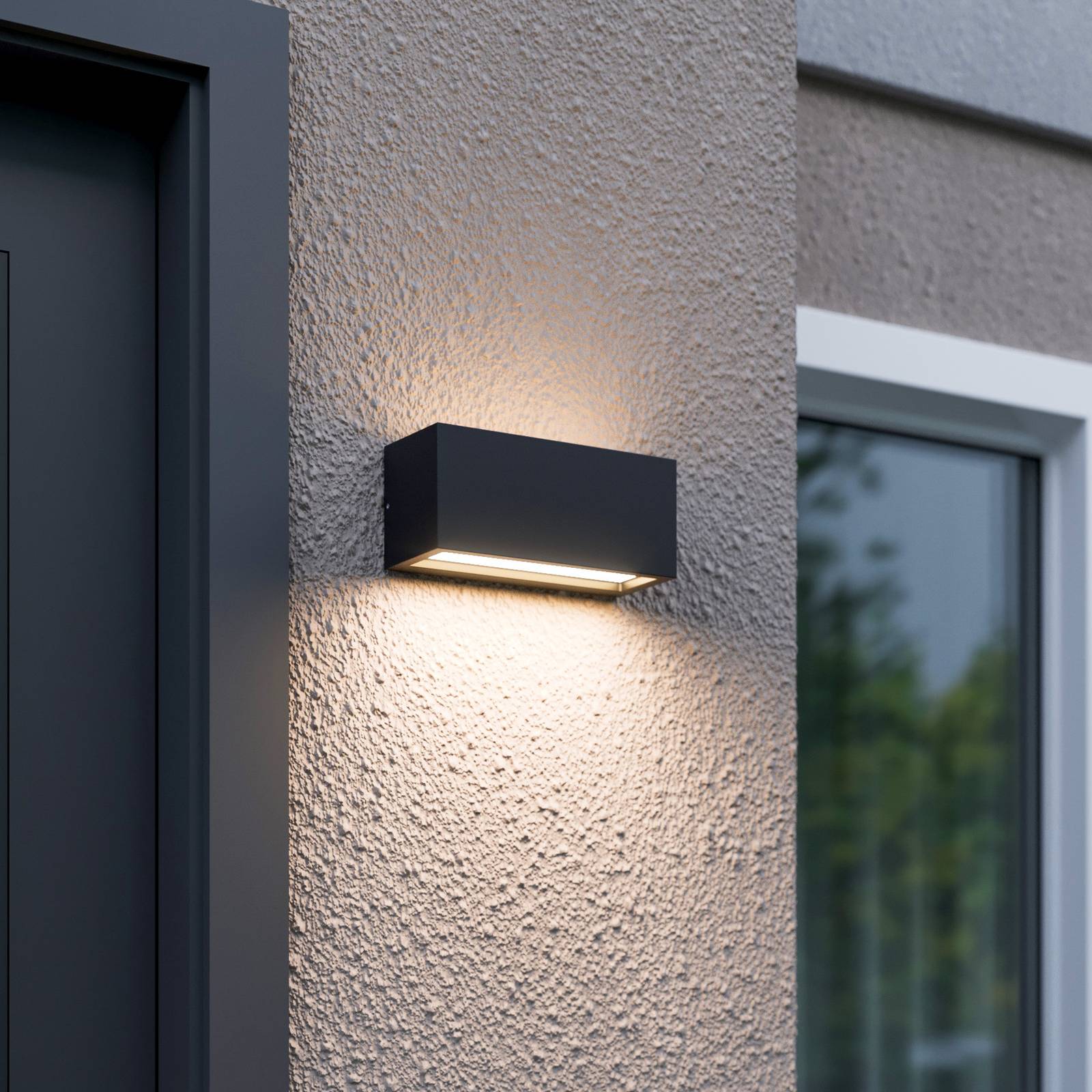 Outdoor Wall Light BENTE Lucande, dimmable, Black, Aluminium, Modern, Outdoor Wall Light