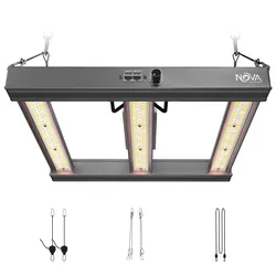 NovaGrove Pflanzenlampe LED Vollspektrum IR, 150W Grow Lampe für Growbox 60x60cm, Grow Light mit Dimmbar & Daisy Chain, PR15