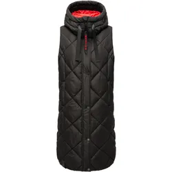 NAVAHOO Damen Steppweste Bodywarme Outdoor Weste lang mit warme Kapuze Schnuckel