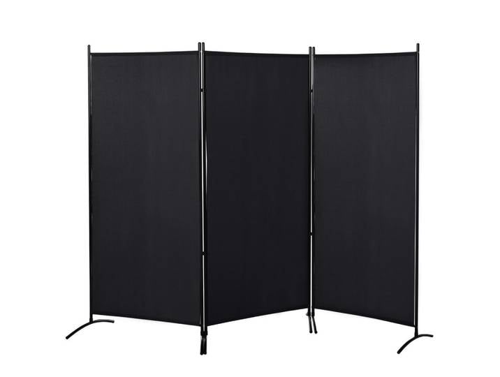 Homcom Paravant aus Polyester und Metall Schwarz, 50x182 cm, Sonnen- & Sichtschutz, Sichtschutz Garten