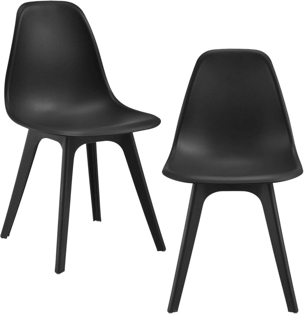 Set van 2 Moderne Eetkamerstoelen Zwart Kunststof