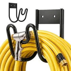 Relaxdays Schlauchhalter für die Wand Eisen Schwarz